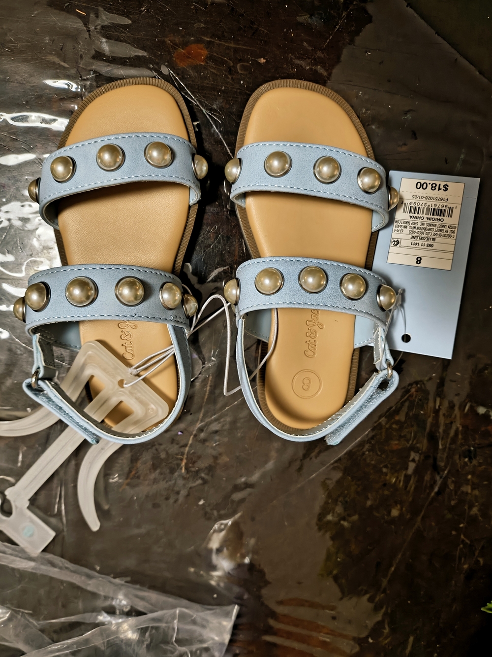 Kids Light Blue Studded Sandals - Cat & Jack